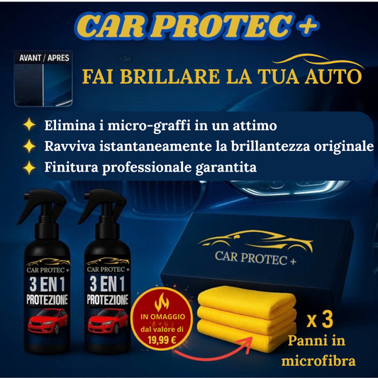CarProtect+ – Spray Liquido per Vetri Anti-Graffio e Ultra-Lucido